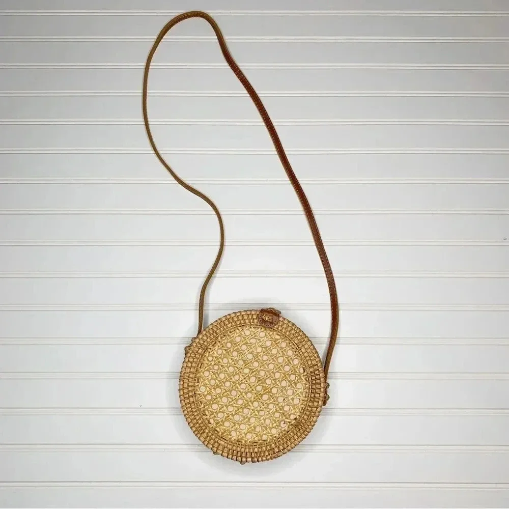 Bali Circle Crossbody Bag Wicker Boho Purse